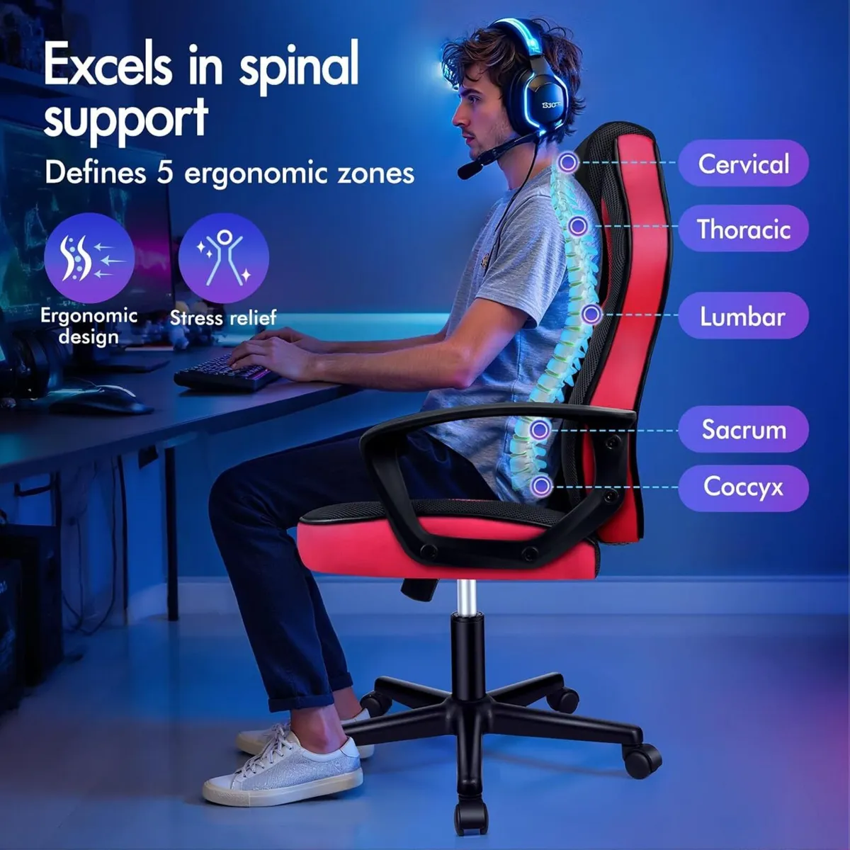Gaming Chair Video Game Chairs Ergonomic Computer - Image 3