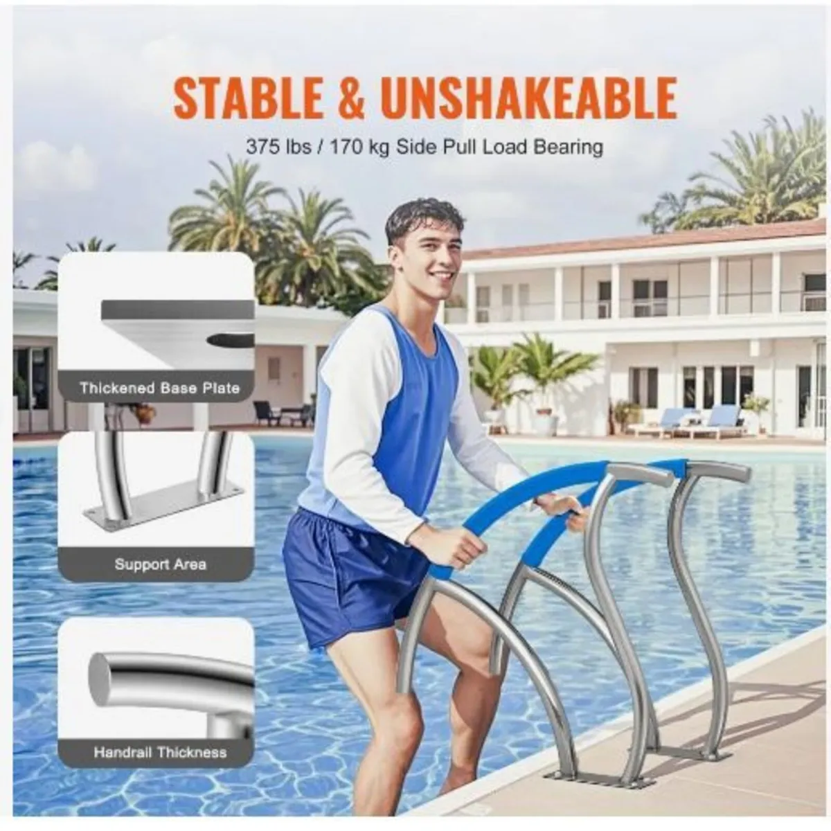 Pool Handrail, 2 PCS 30x30 in Pool Railing - Image 3