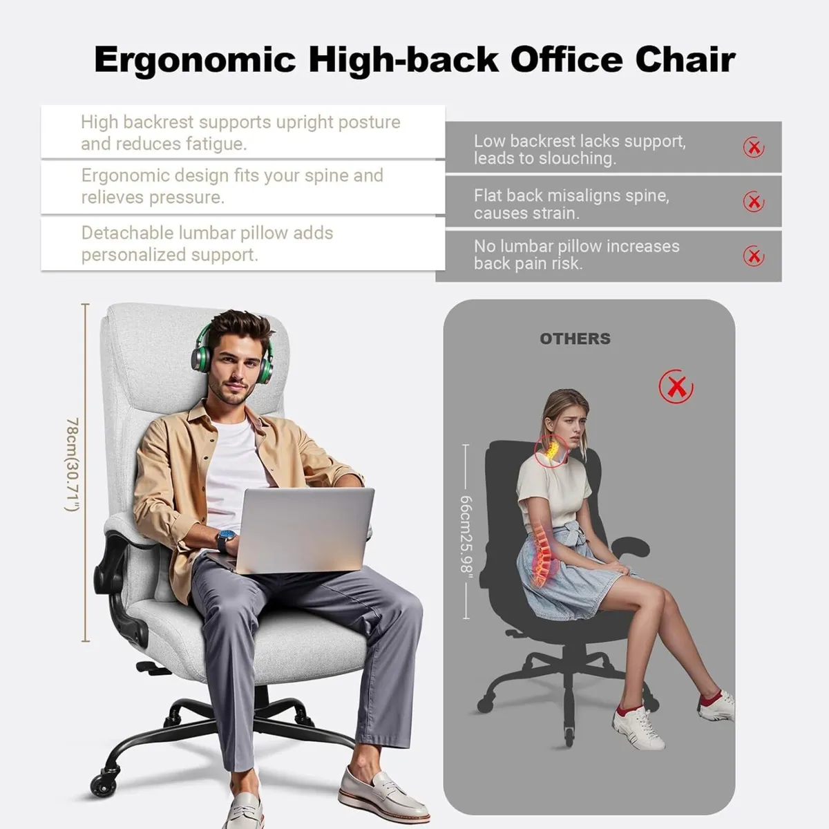 Office Chair for Tall People – High Back Design - Image 4