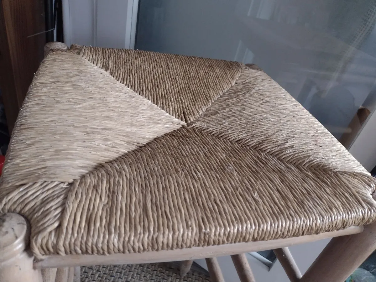 Heavy Mid-Century Oak bar stool rope seat - Image 3