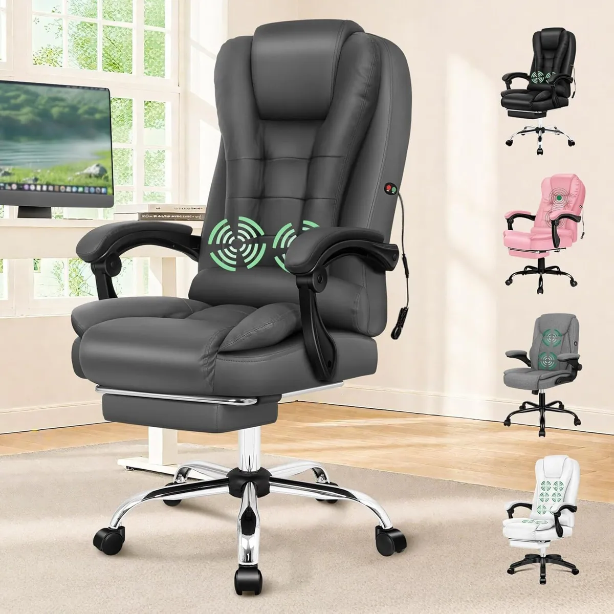 2-Point Massage Office Chair for Home PC Gaming - Image 1