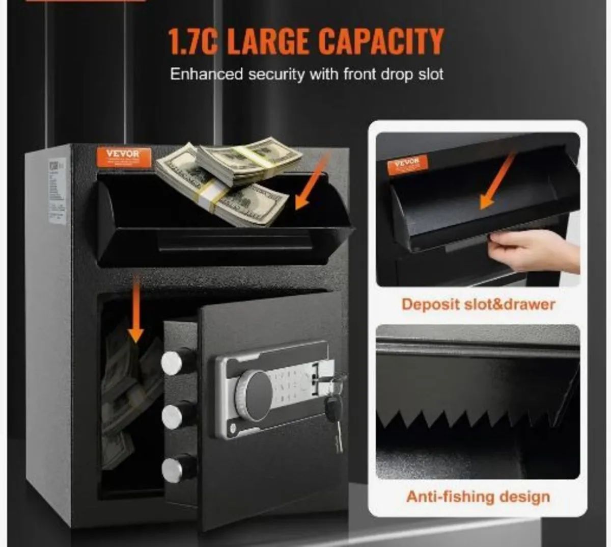1.7 Cub Depository Safe, Deposit Safe - Image 2
