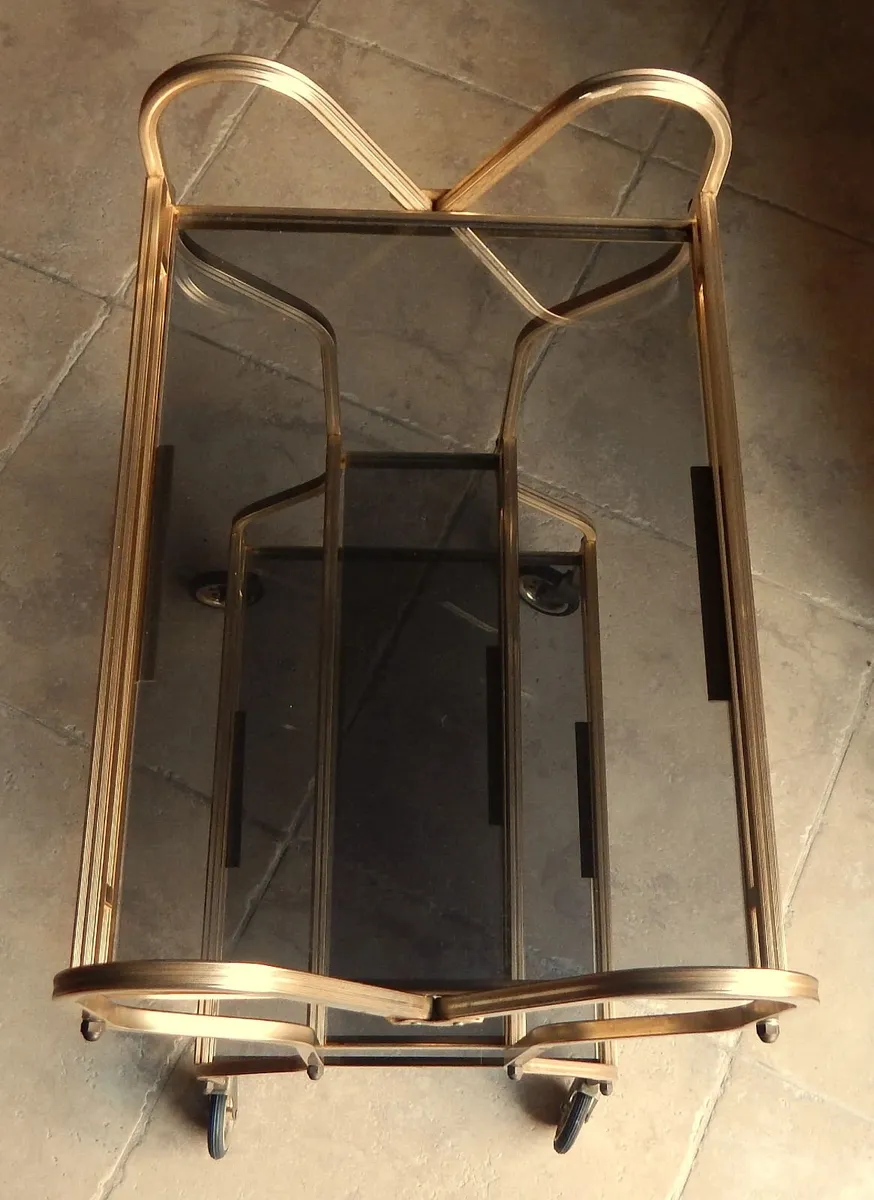 Metal Drinks Trolley with Smoked Glass Shelves - Image 4