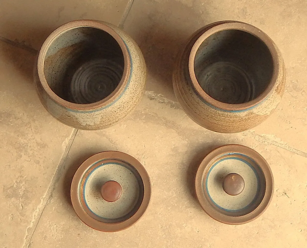 2 Stamped Salt Glazed Pottery Jars - Image 3