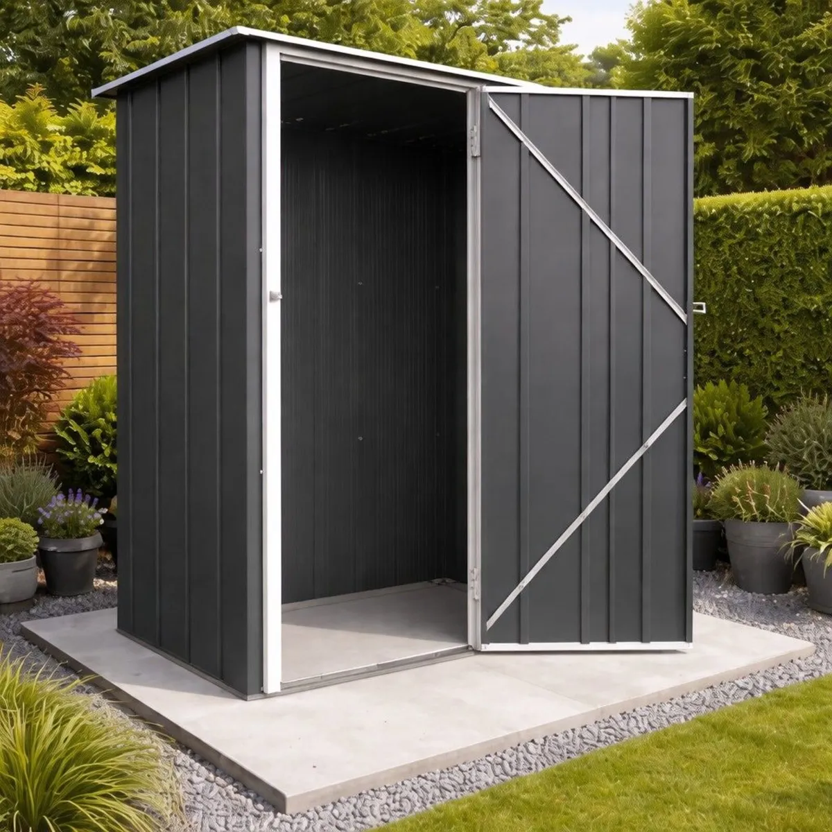 5×3 Easy-Store Steel Garden Shed – Green or Grey - Image 2