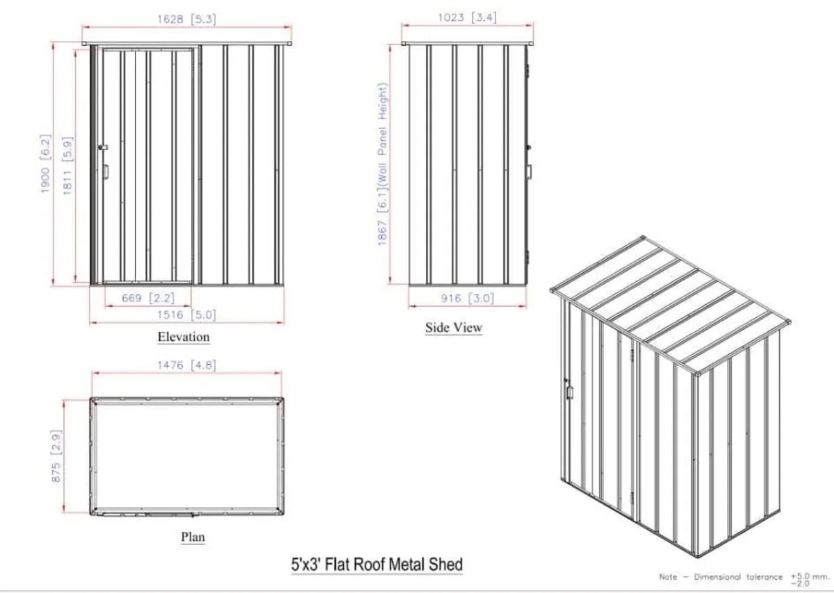 5×3 Easy-Store Steel Garden Shed – Green or Grey - Image 4