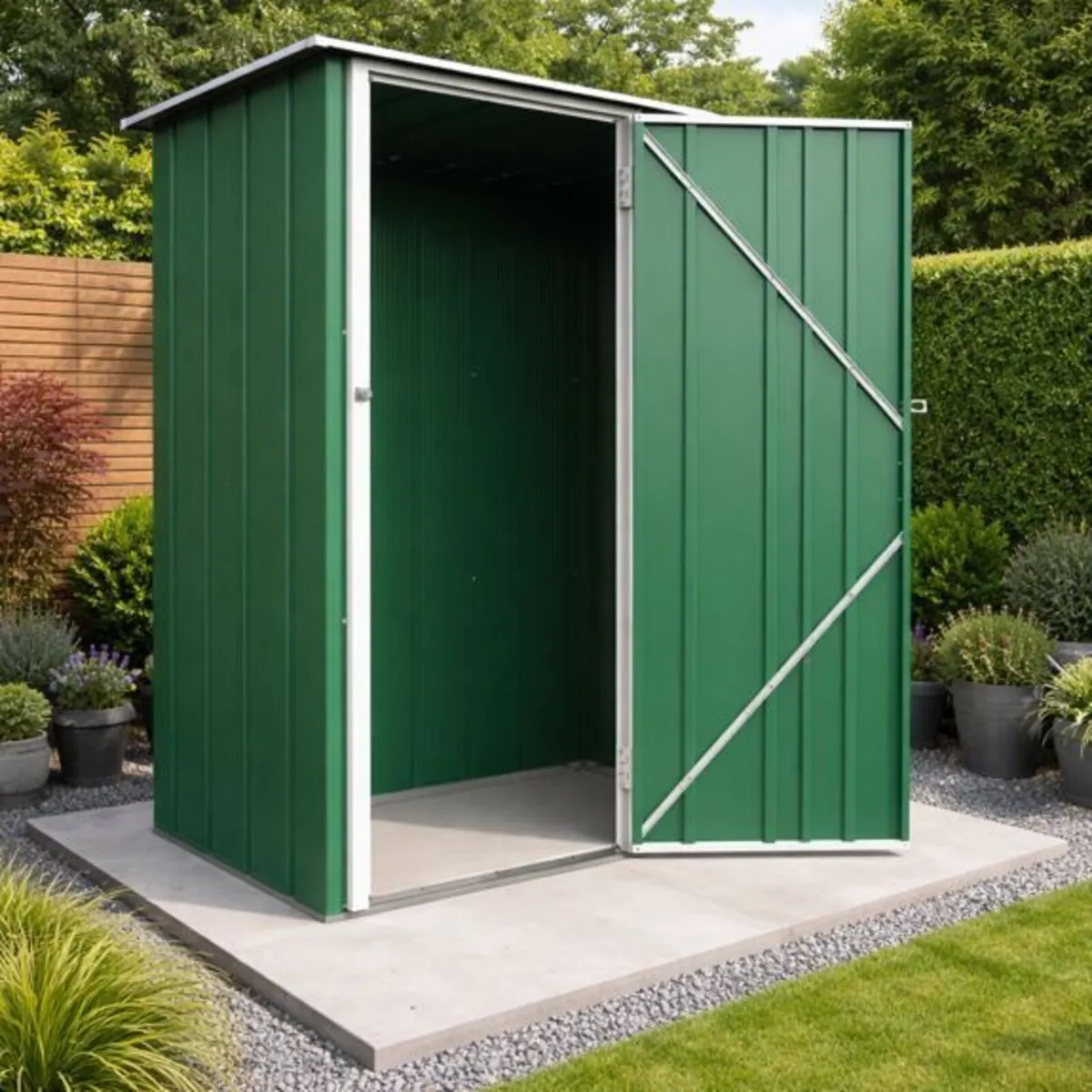 5×3 Easy-Store Steel Garden Shed – Green or Grey - Image 1