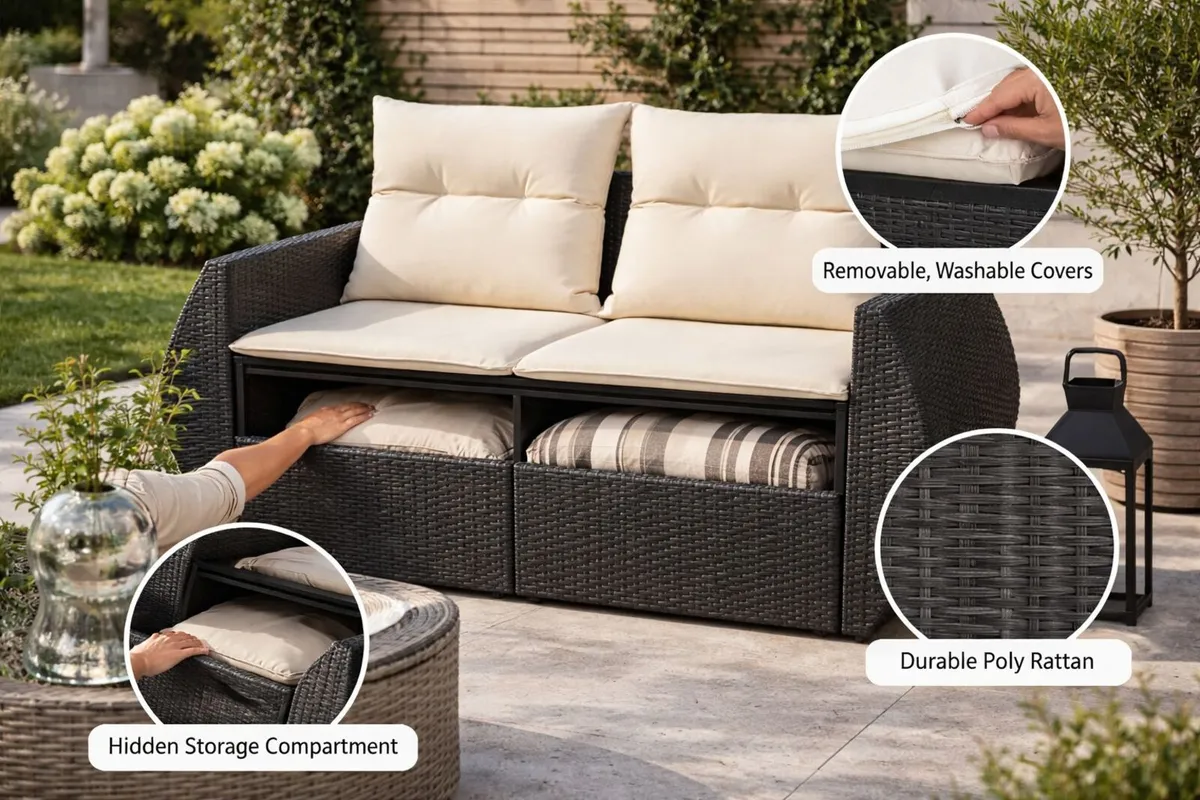Garden Sofa 2 Seater With Storage Garden Sofa 2 Se - Image 2