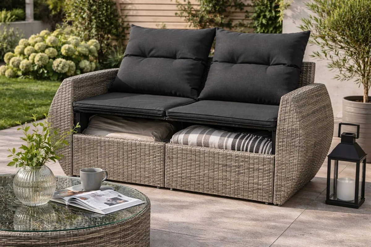 Garden Sofa 2 Seater With Storage Garden Sofa 2 Se - Image 1