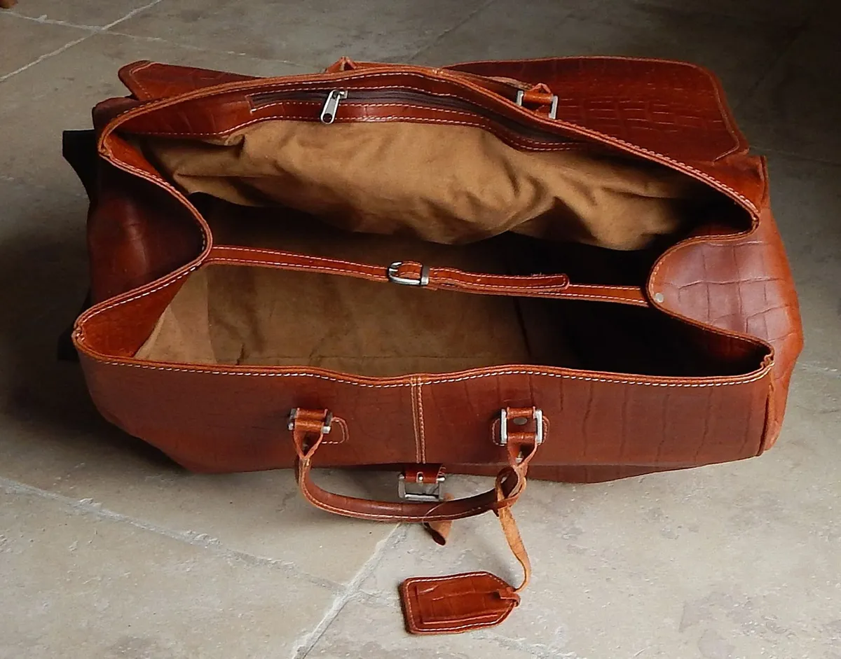 Tan Leather Travel Bag - Image 4