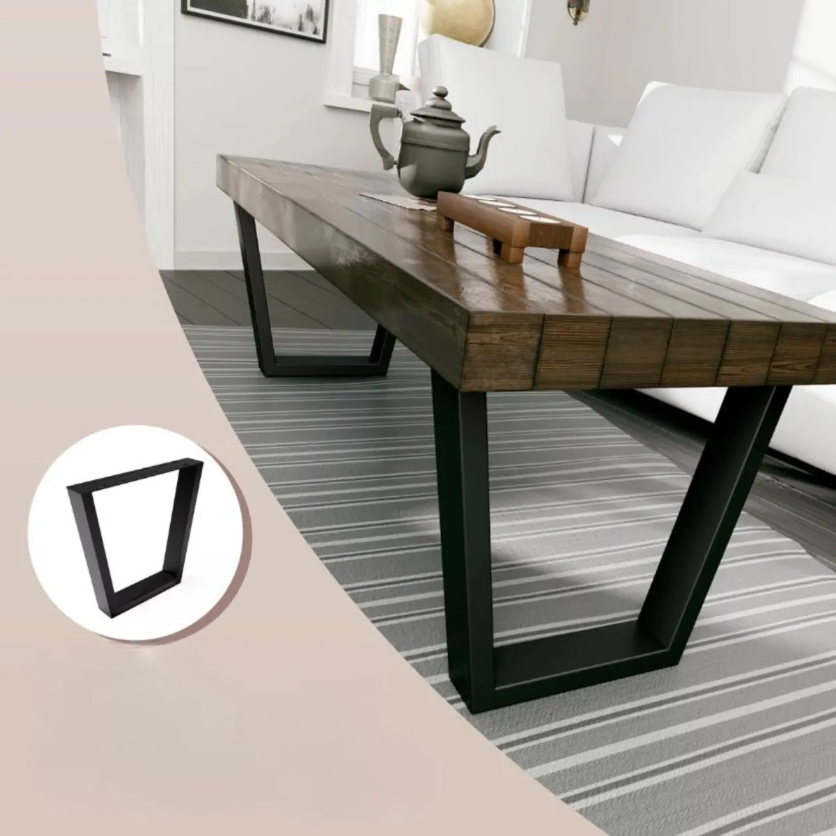 Metal Table Legs Type V Loft Style 77×70 cm Set 2 - Image 1