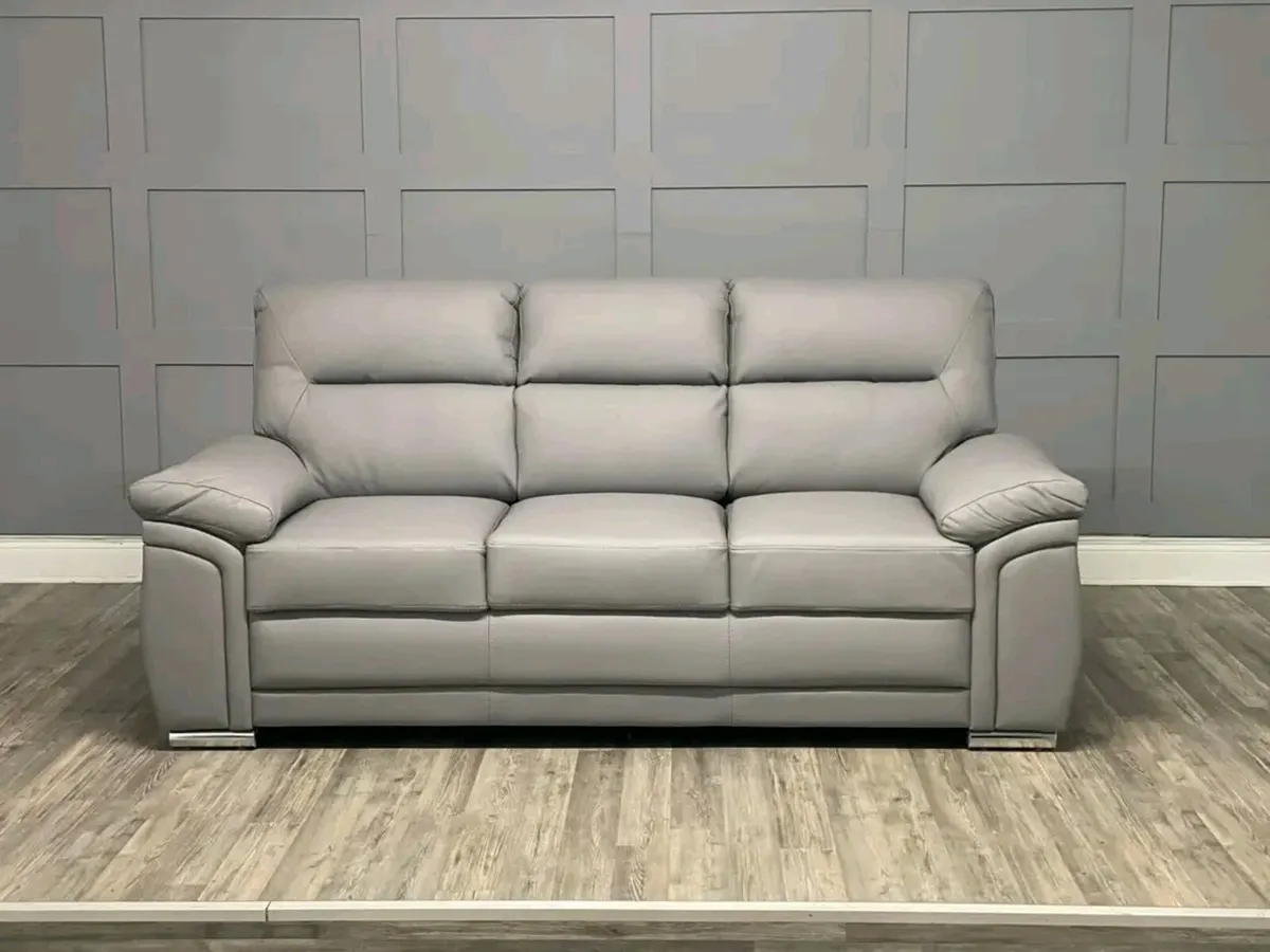 3+2 Bromley Gretal Leather & Fabric Sofa Set - Image 2