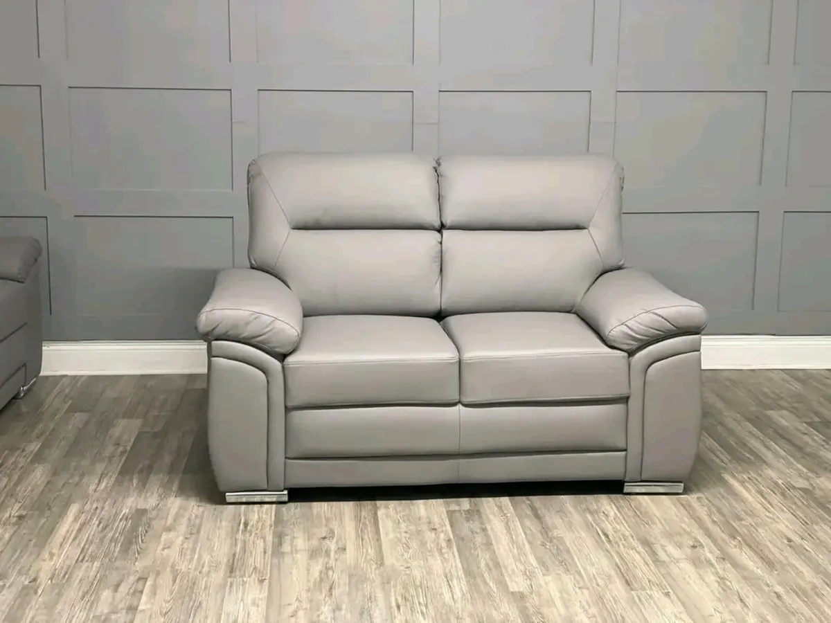 3+2 Bromley Gretal Leather & Fabric Sofa Set - Image 3