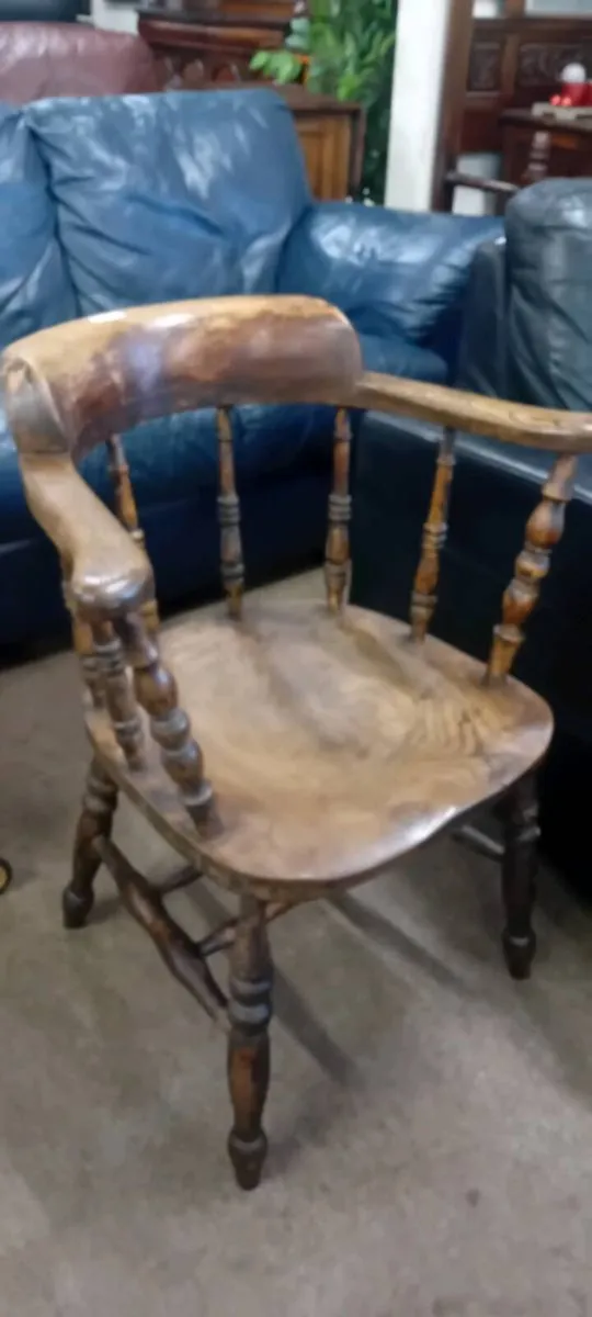 Vintage Oak Smokers Chair - Image 2