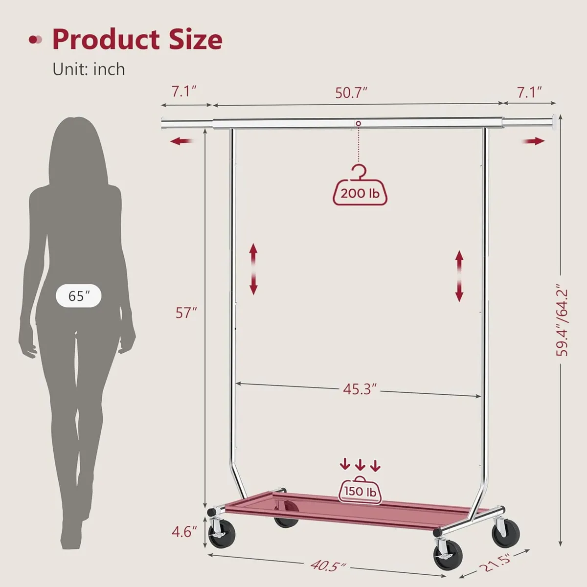 Clothes Rack Heavy Duty Clothing Load 350 LBS - Image 3