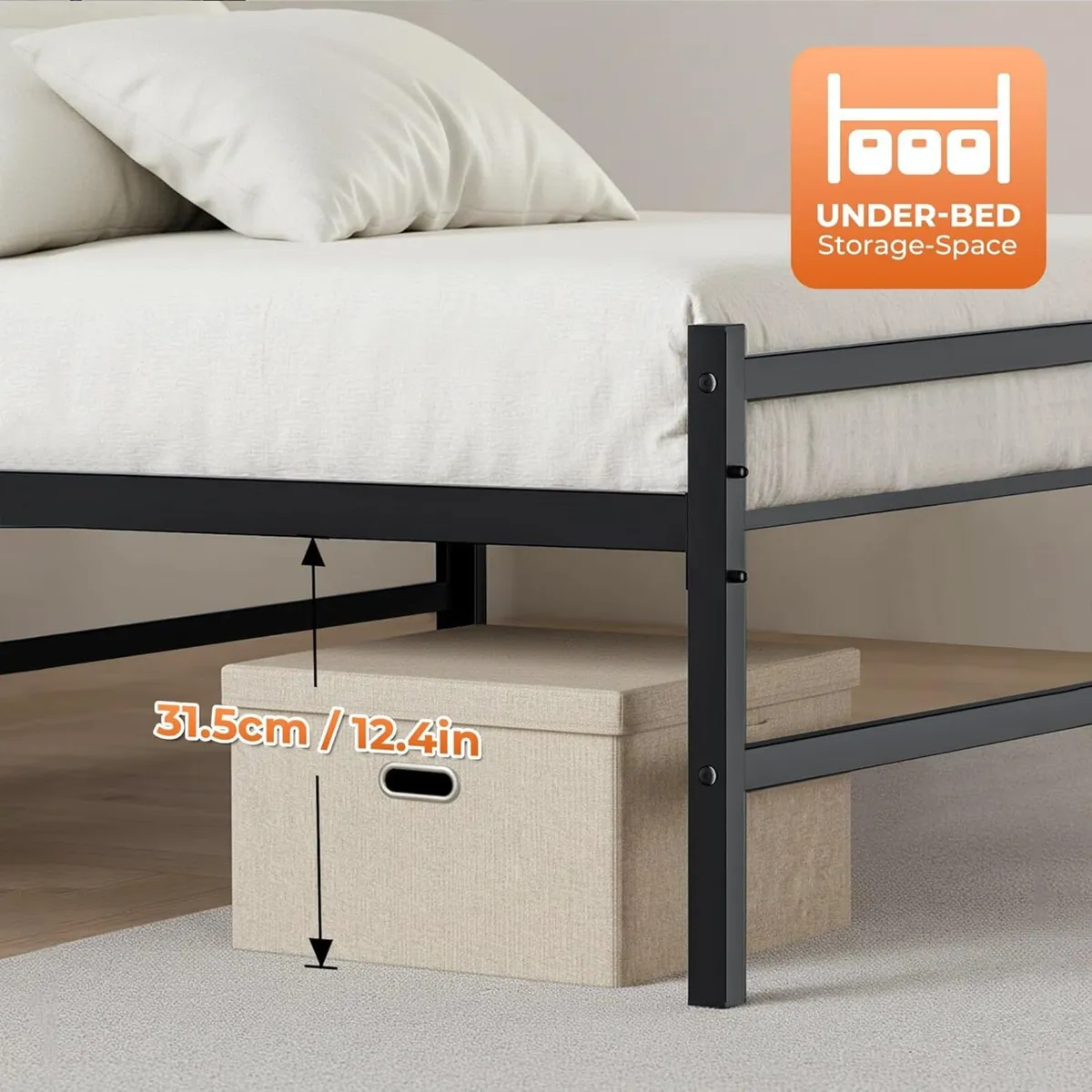 Double Bed Frame 4ft6 All Metal Slats Support - Image 3