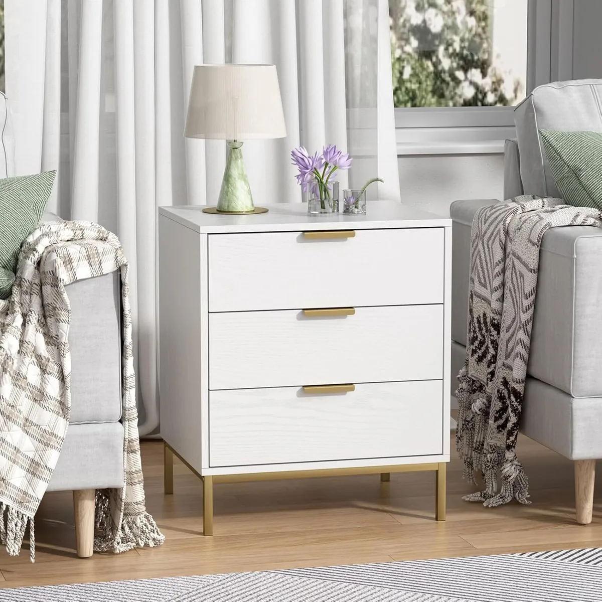 White Bedside Cabinets Wooden Bed Side Table for - Image 3