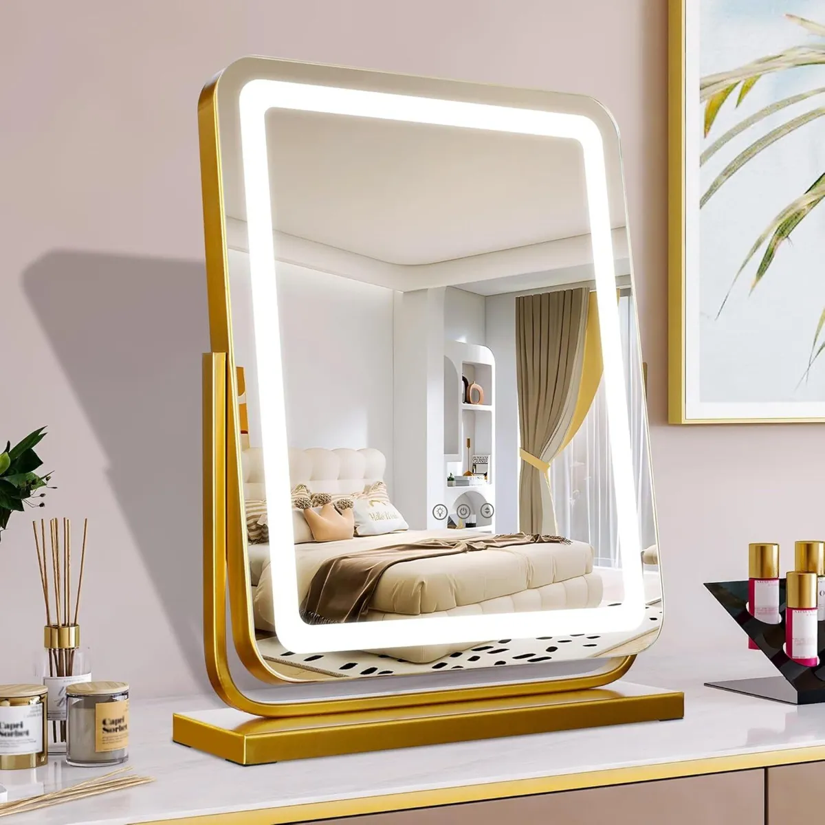 Makeup Mirror Light Up Gold Vanity for Dressing - Image 1