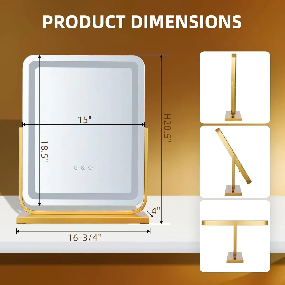 Makeup Mirror Light Up Gold Vanity for Dressing - Image 2