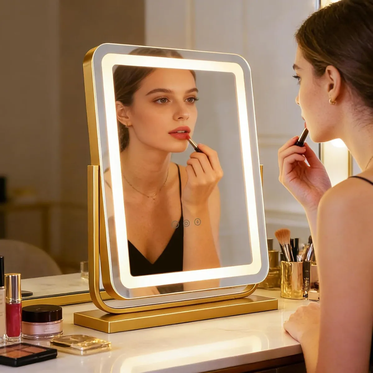 Makeup Mirror Light Up Gold Vanity for Dressing - Image 3