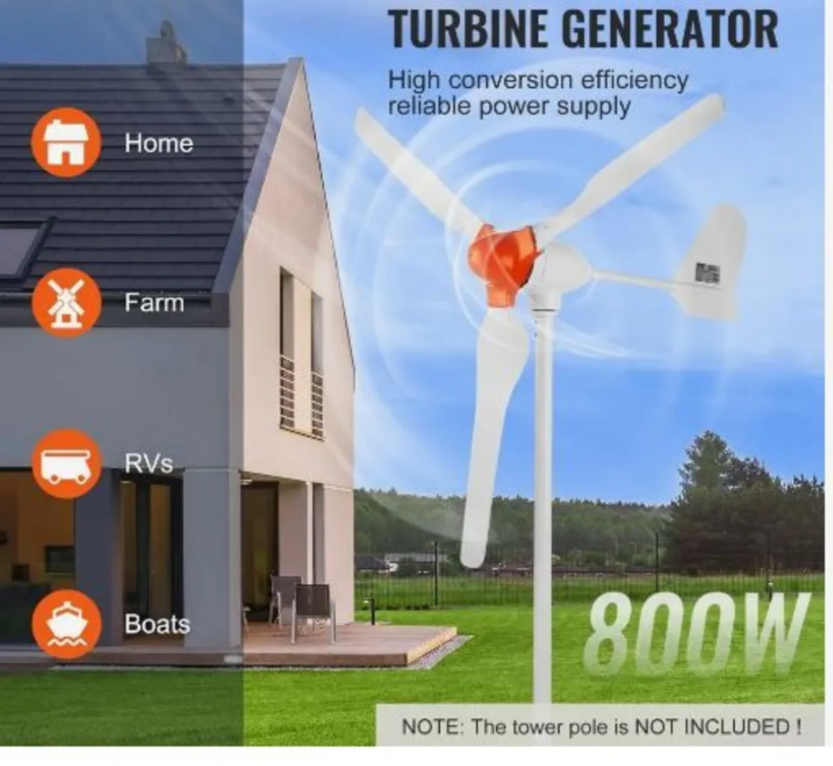 800W Wind Turbine Generator, 12V Wind - Image 3