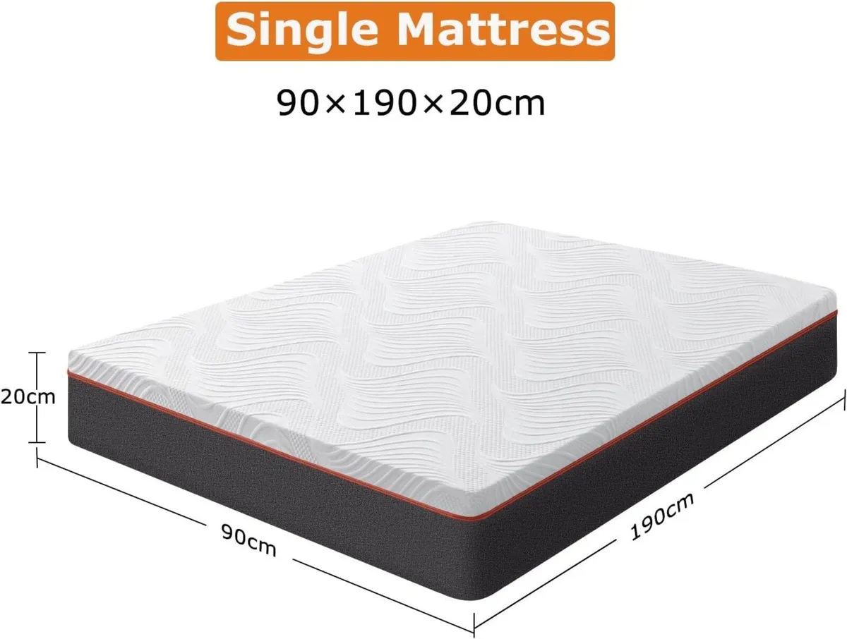 Single Mattress 20cm Gel Memory Foam Cooling Bed - Image 3