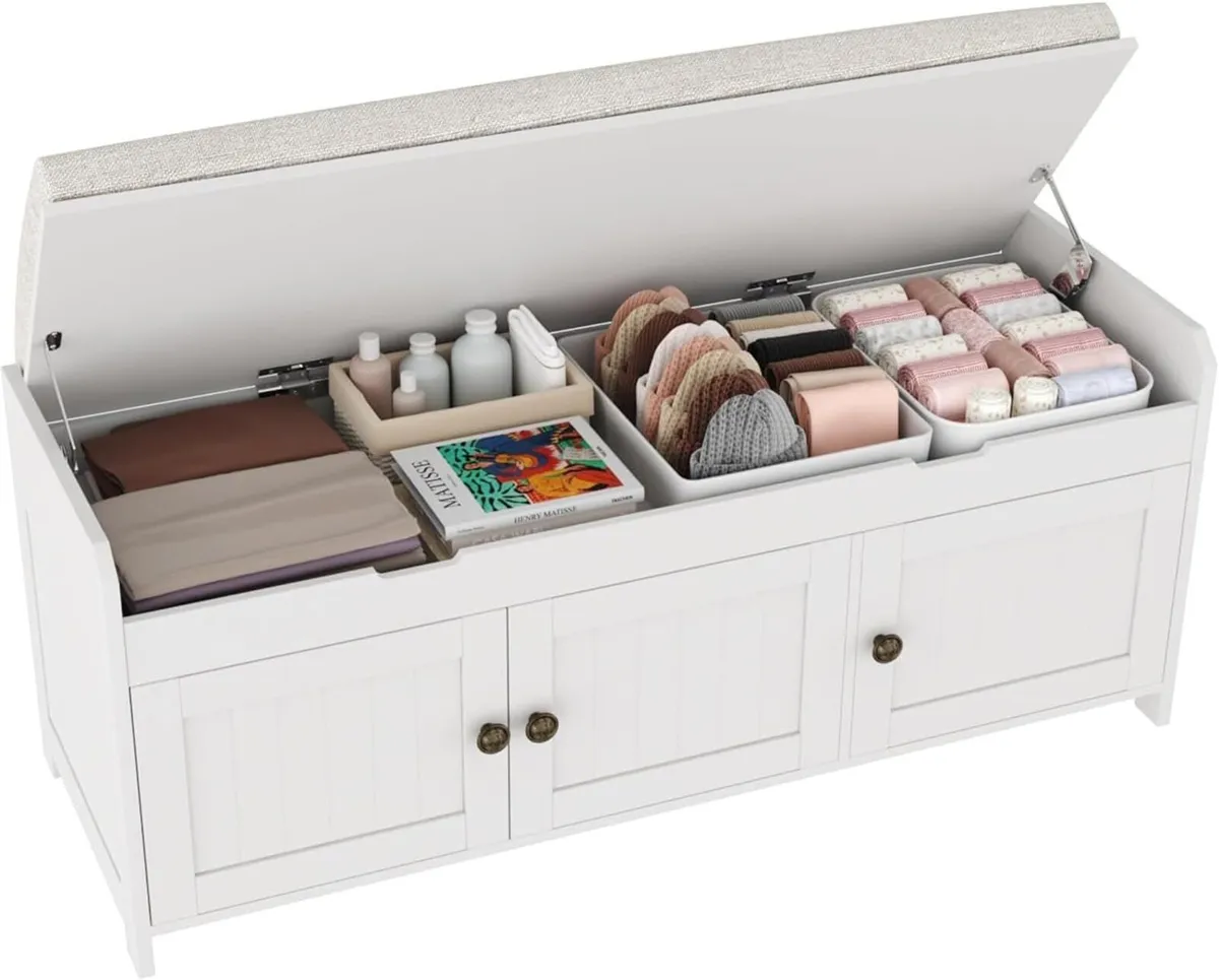Shoe Bench Storage with Padded Seat Cushion - Image 1