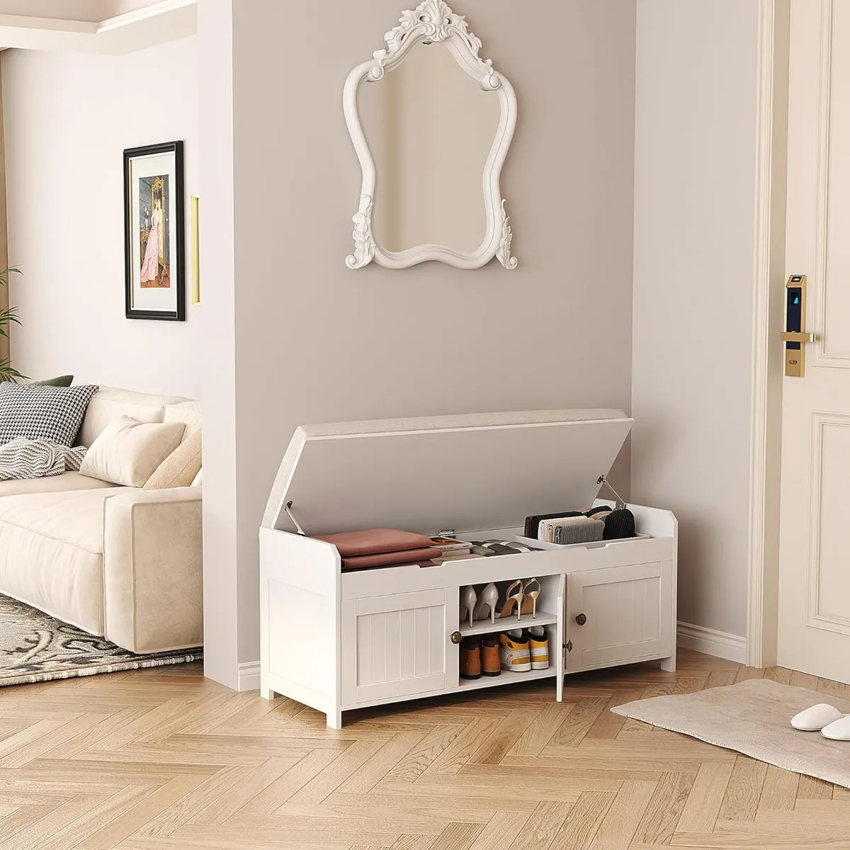 Shoe Bench Storage with Padded Seat Cushion - Image 2