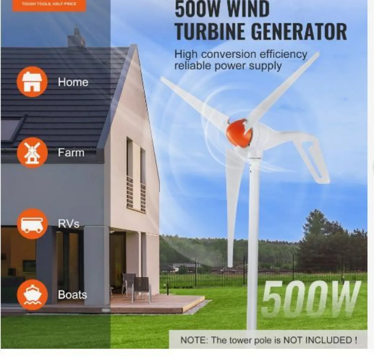 500W Wind Turbine Generator, 12V Wind Turbine - Image 2