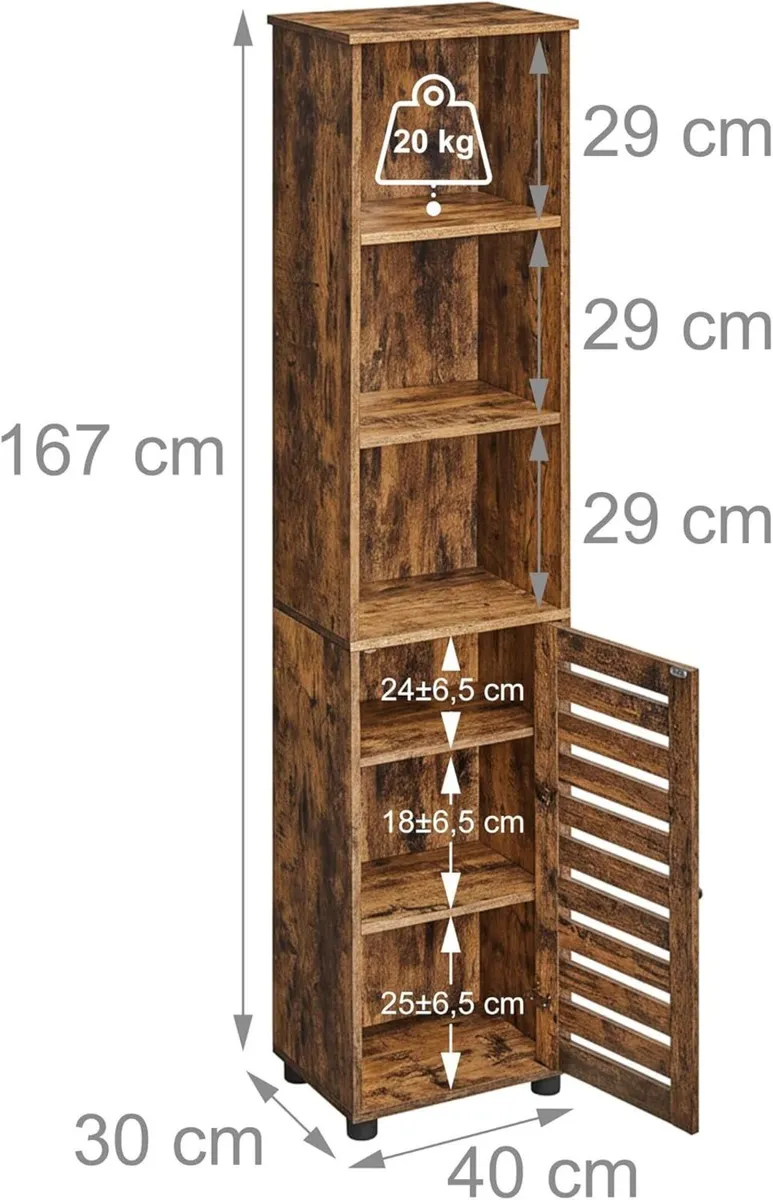 tall bathroom cabinet with door HWD: 167x30x40 cm - Image 3