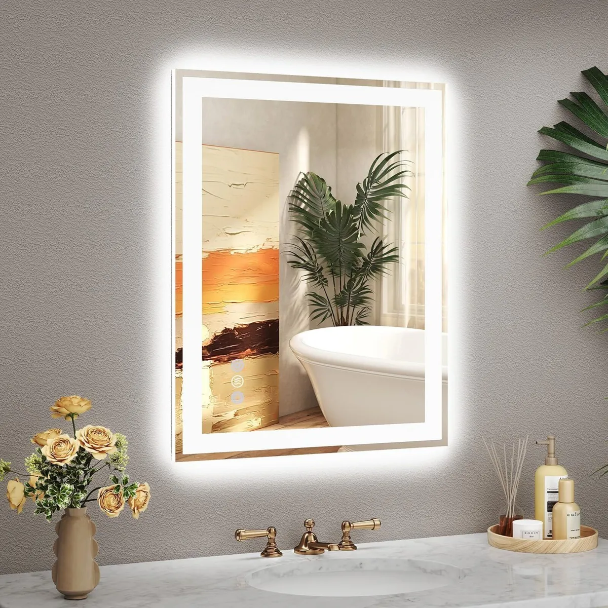 LED Bathroom Mirror with Front and Backlit - Image 1