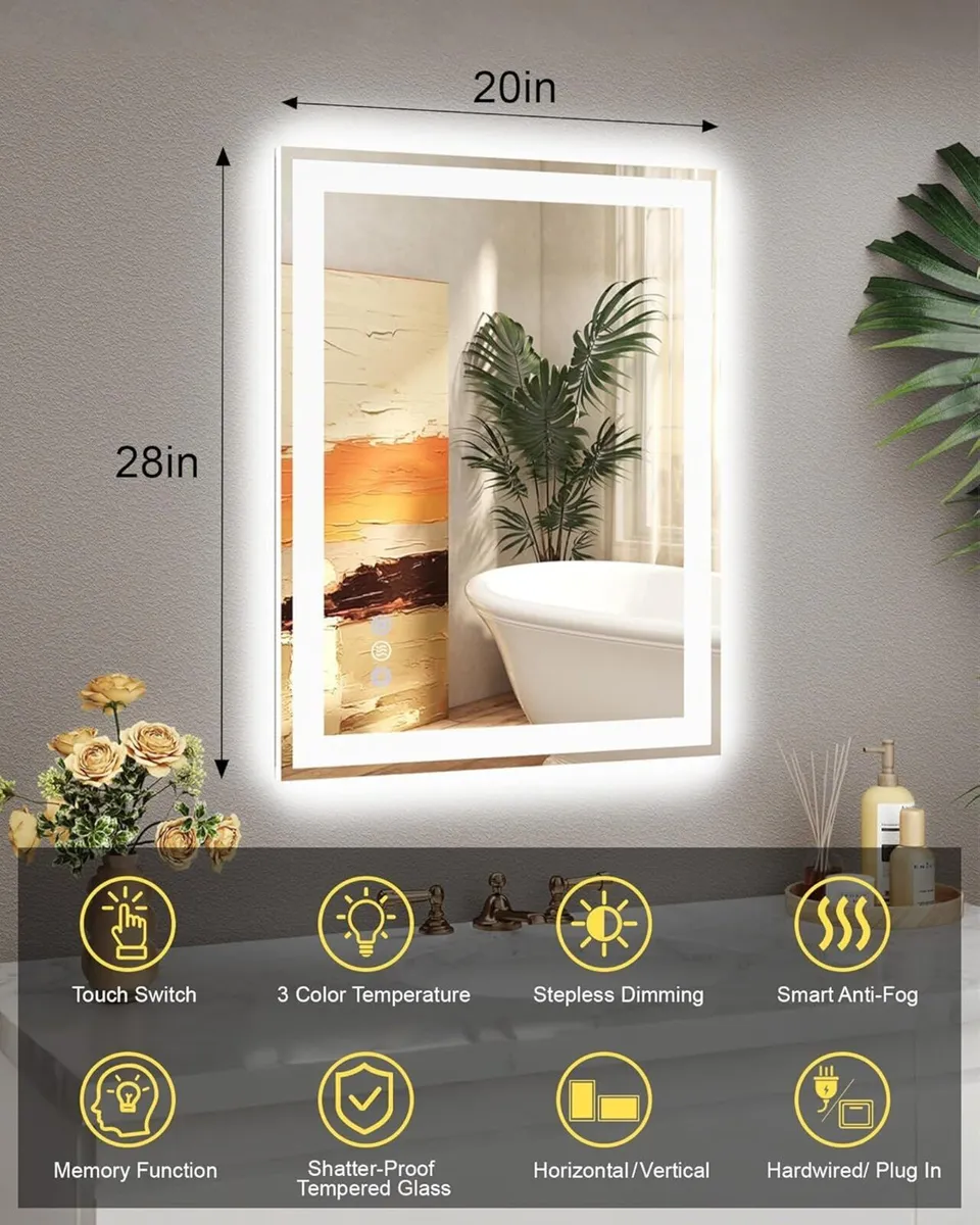 LED Bathroom Mirror with Front and Backlit - Image 2