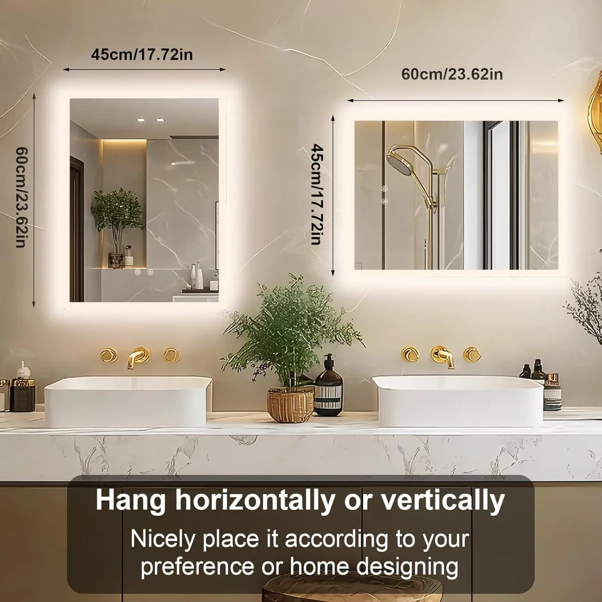 Bathroom Mirror with LED Lights: 60 x 45 cm - Image 2