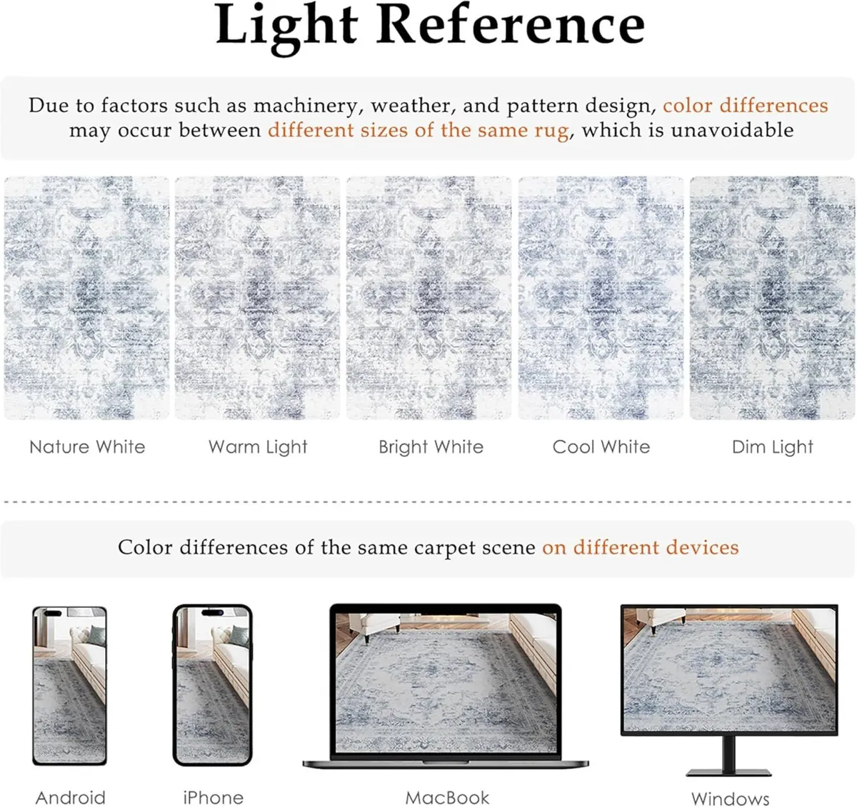 Vintage Blue Rugs Living Room Washable Non Slip - Image 2