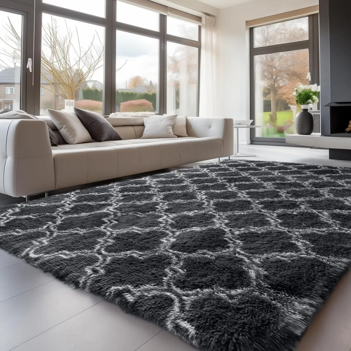 Rugs Living Room 200x300cm Grey Area for Bedroom - Image 1