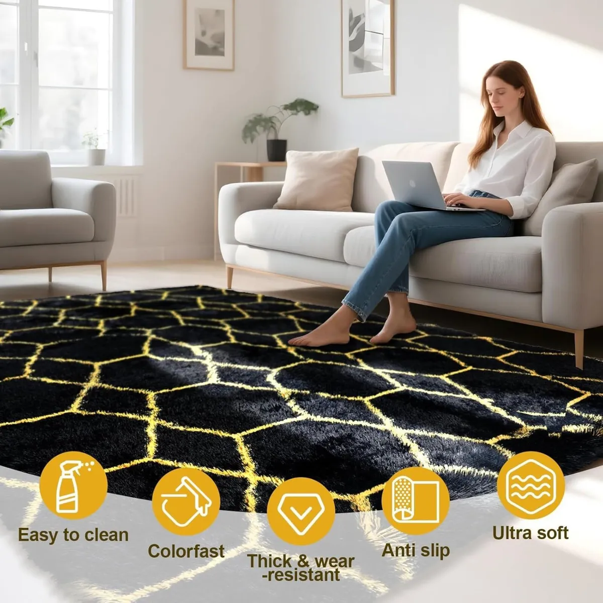 Geometric Rugs Living Room-200x300cm Extra Large - Image 3