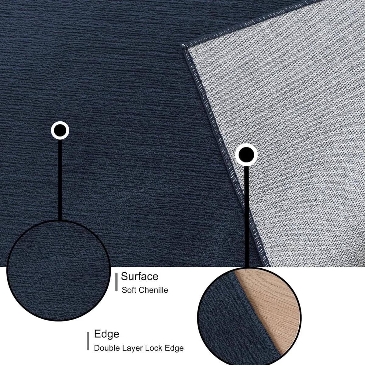 Living Room Rug Chenille Short Pile Washable - Image 2