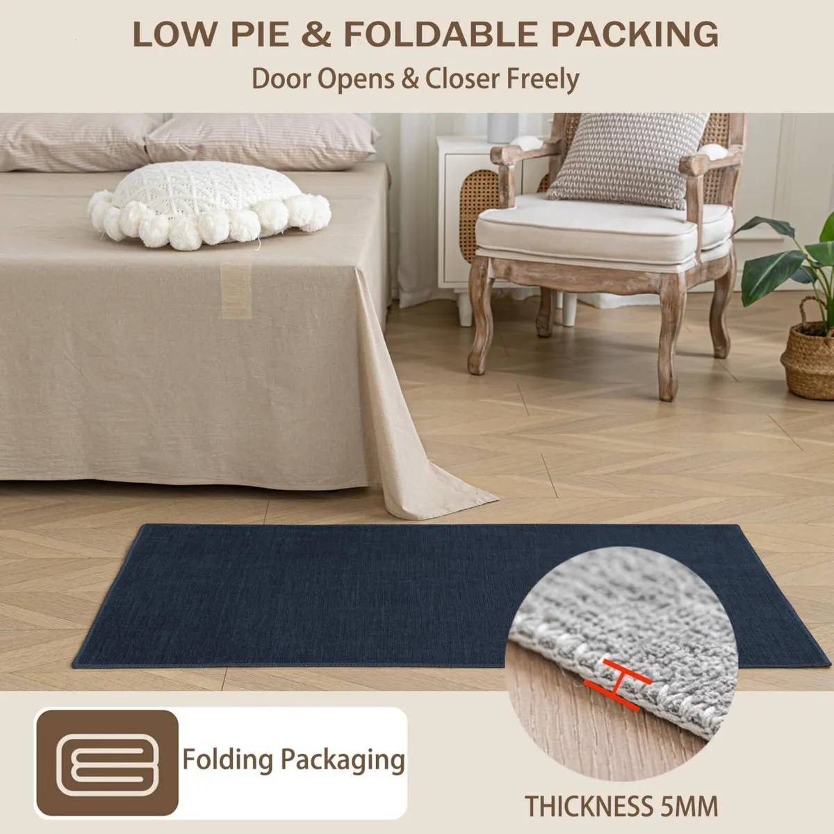 Living Room Rug Chenille Short Pile Washable - Image 4