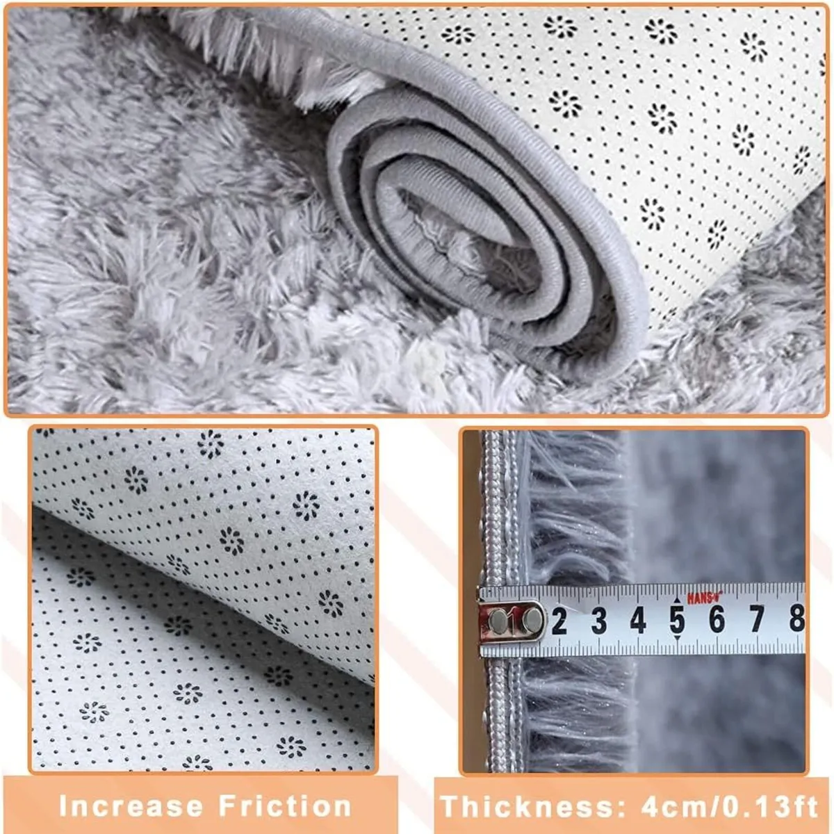 Grey Rugs Living Room 200x300cm Super Soft Fluffy - Image 3