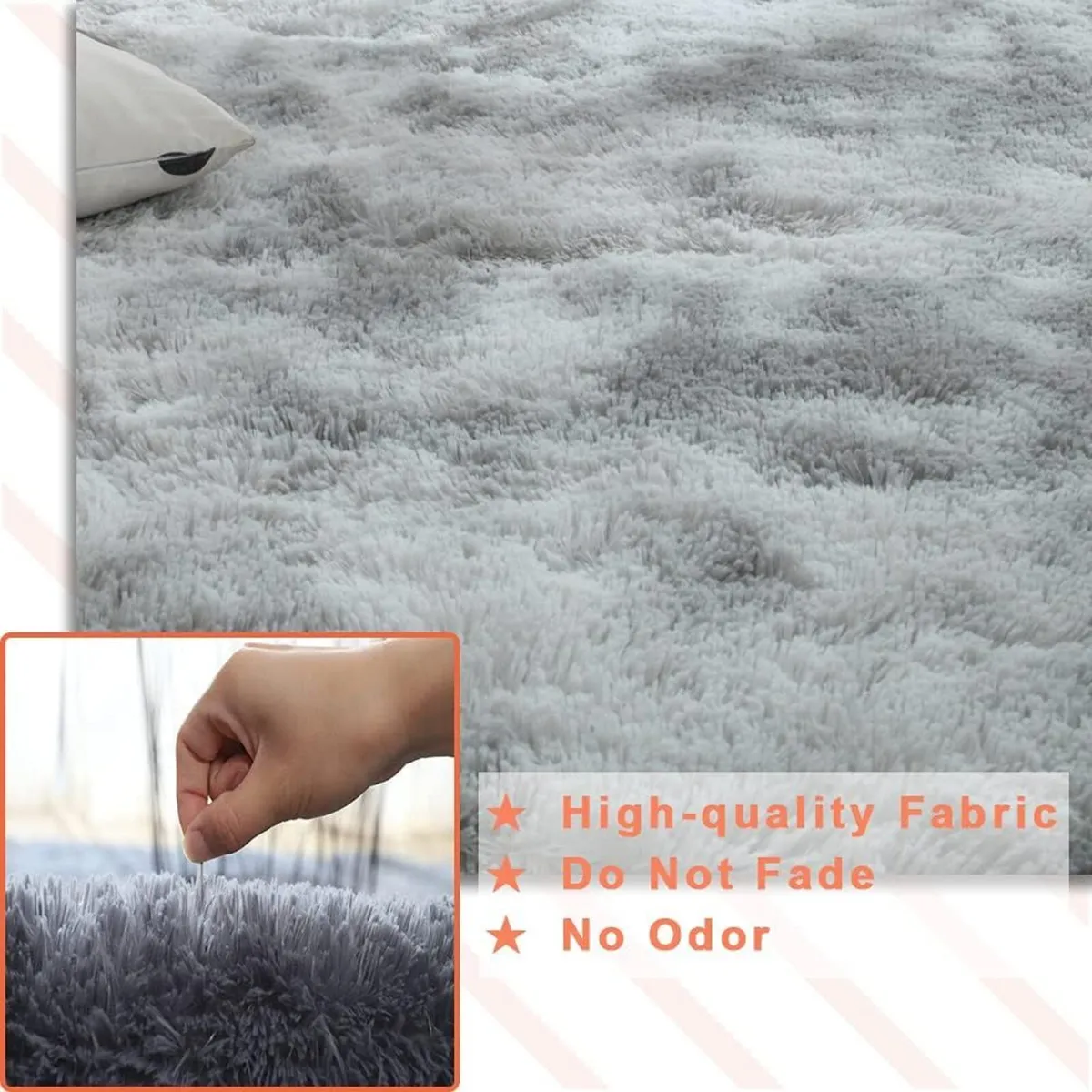 Grey Rugs Living Room 200x300cm Super Soft Fluffy - Image 4