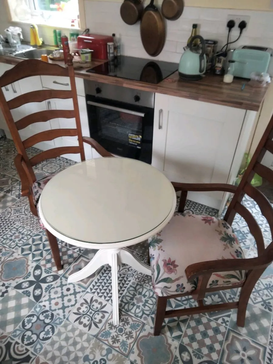 Dining table And two carver Chairs - Image 2
