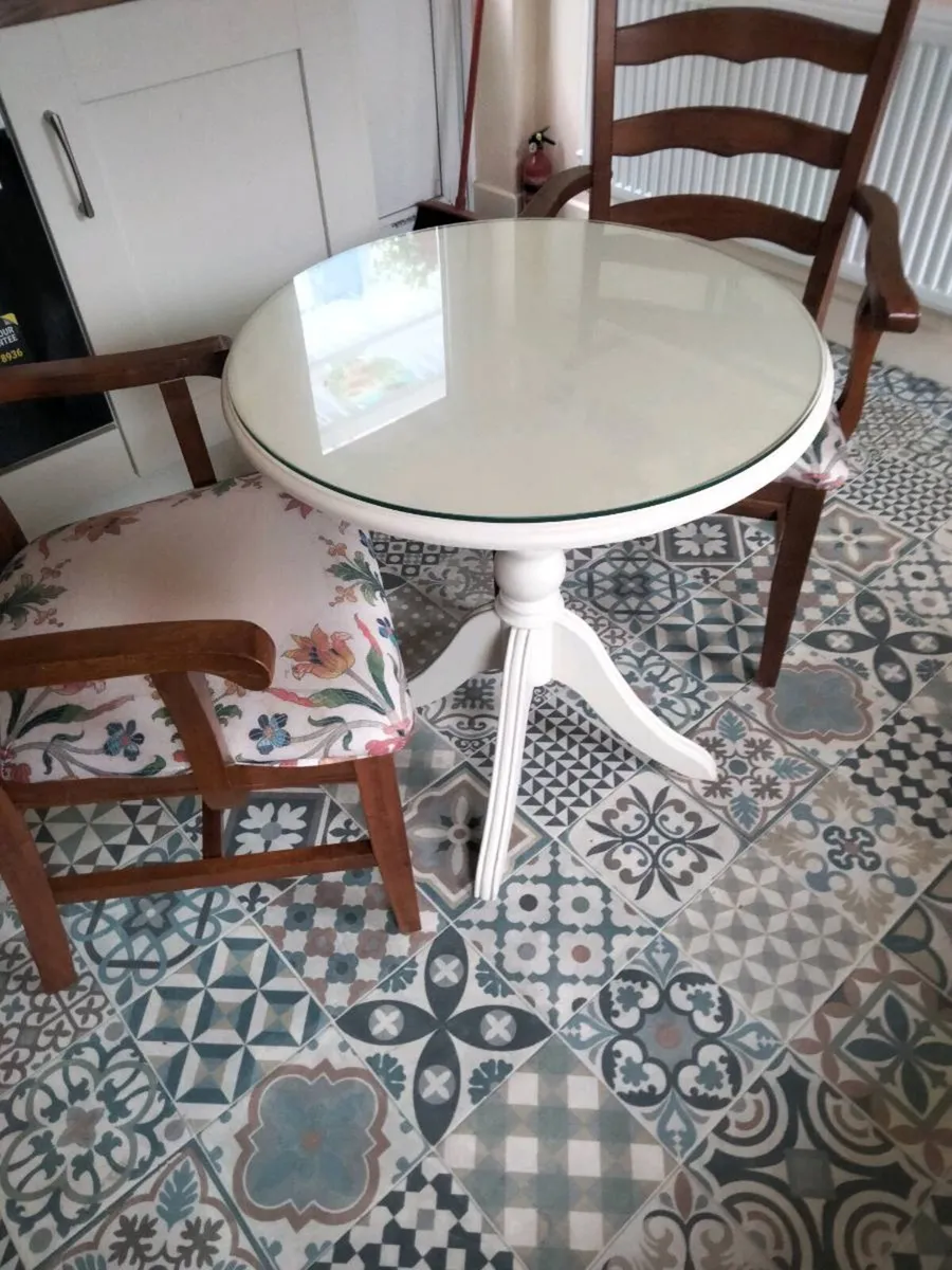 Dining table And two carver Chairs - Image 3