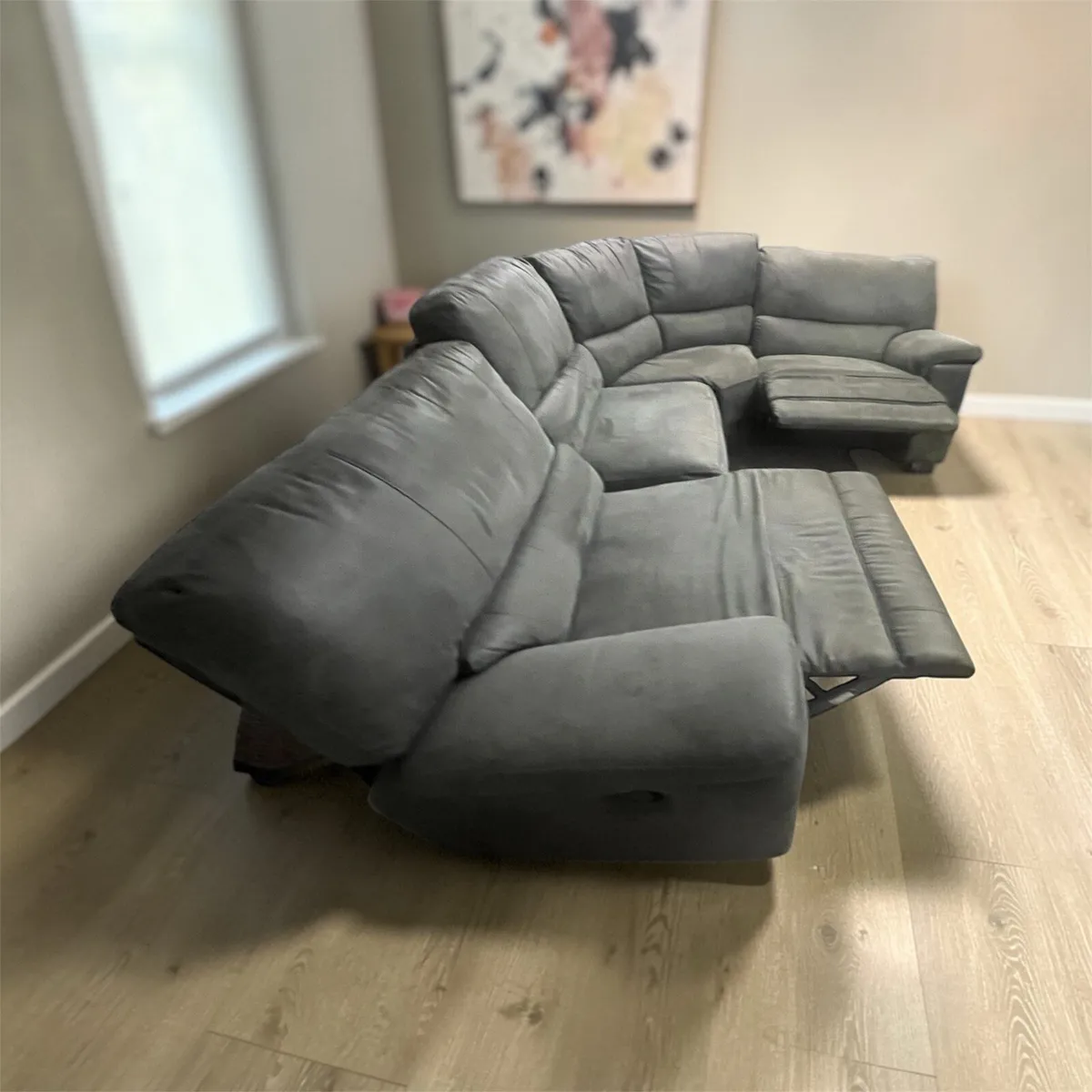 Grey manual corner recliner sofa couch - Image 2