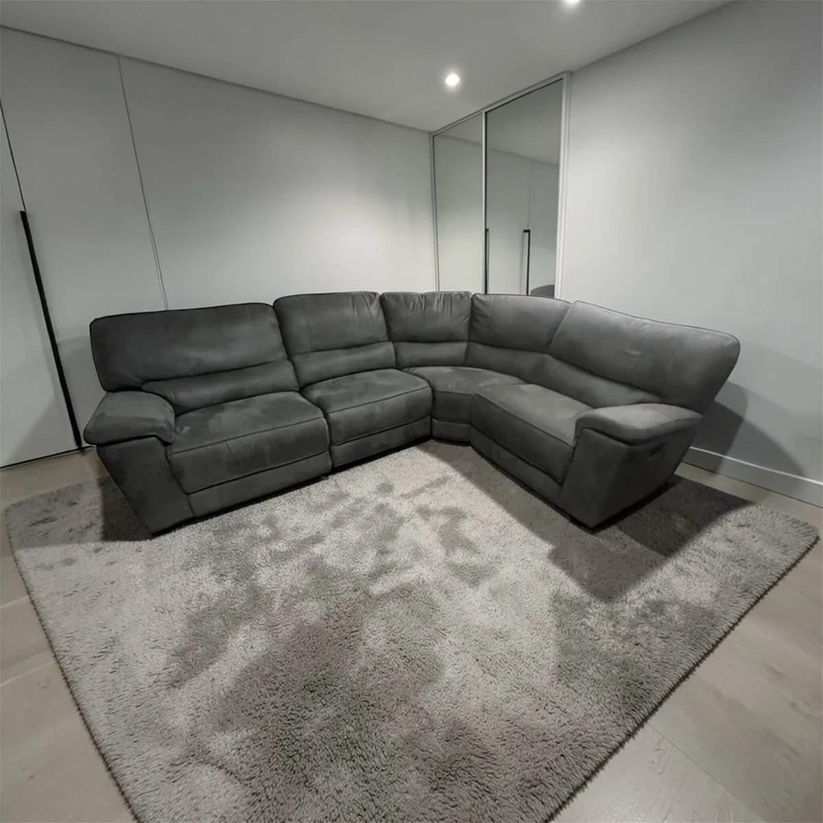 Grey manual corner recliner sofa couch - Image 3