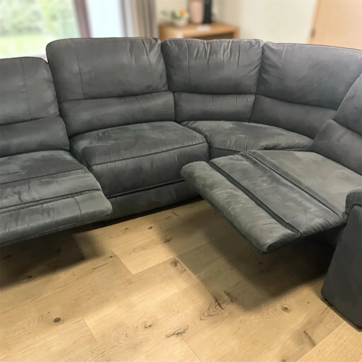 Grey manual corner recliner sofa couch - Image 4