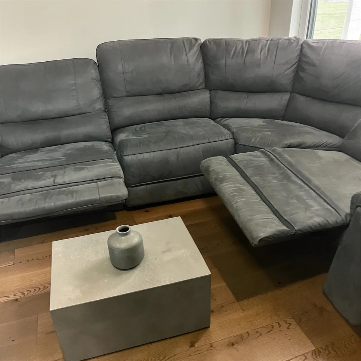 Grey manual corner recliner sofa couch - Image 1