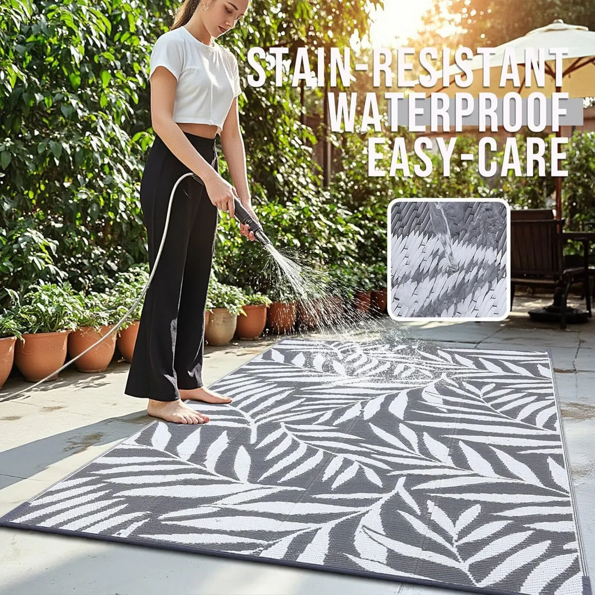 Outdoor Rug Waterproof Large Garden Rugs UV-Resist - Image 3