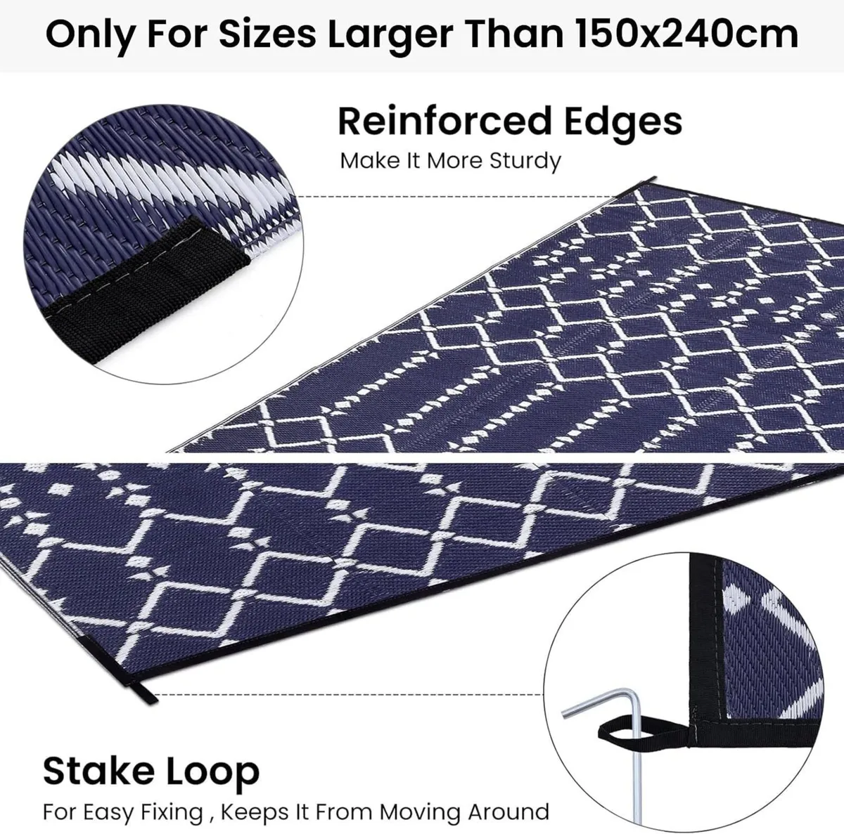 Outdoor Rug 270x360cm Waterproof Reversible - Image 4