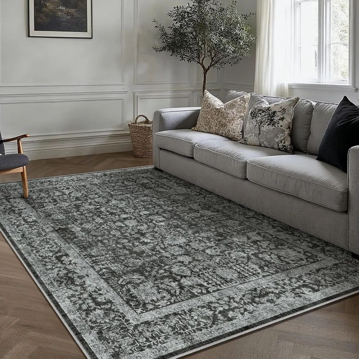 Vintage Black Rugs Living Room Washable Non Slip - Image 4