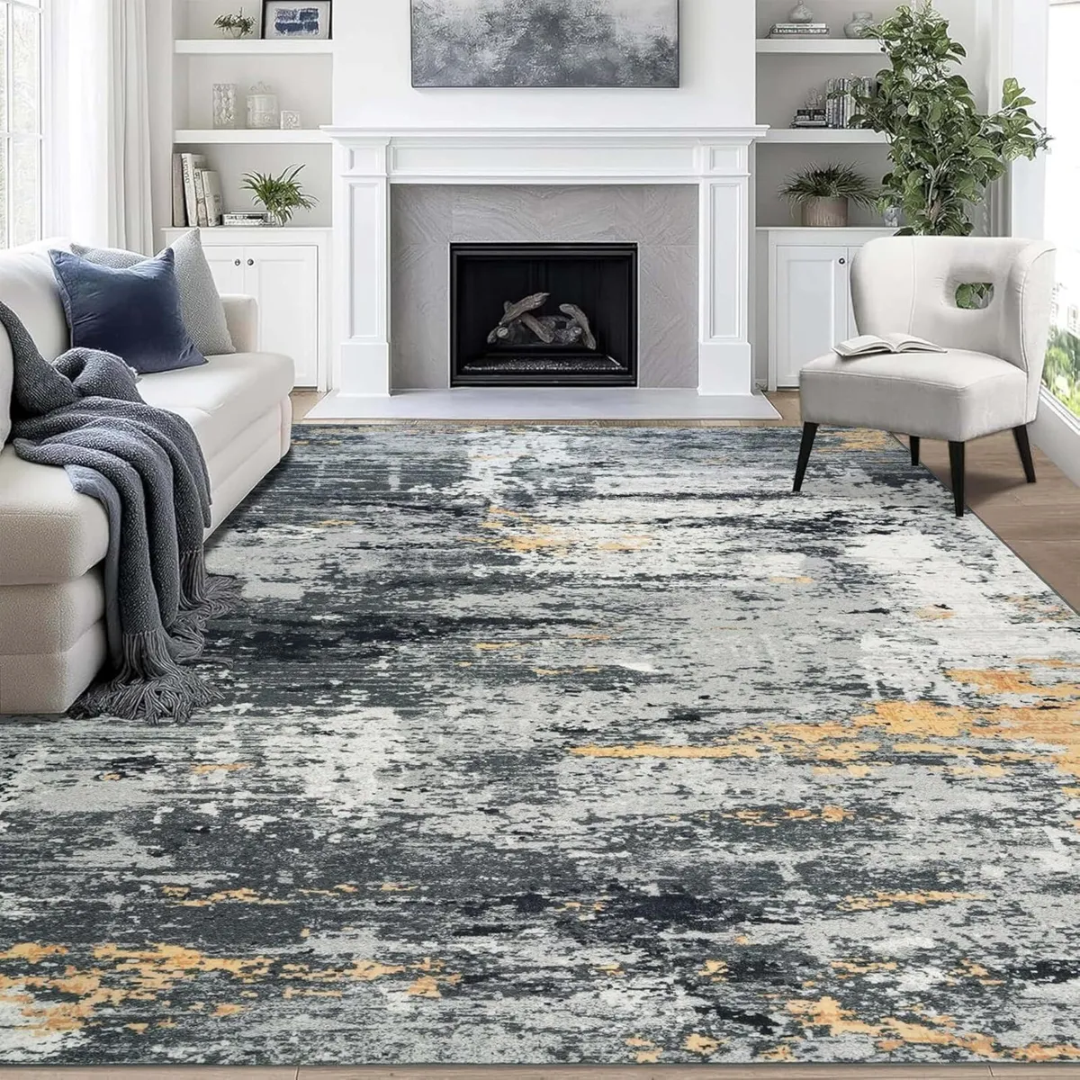 Washable Rugs Living Room Large 160x230cm Black - Image 1